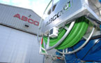 Tubing sits on ABCO's sludge dewatering truck, the first truck of its kind in North America.