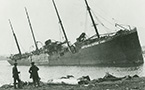 Norwegian steamship Imo beached on Dartmouth shore after the explosion.
